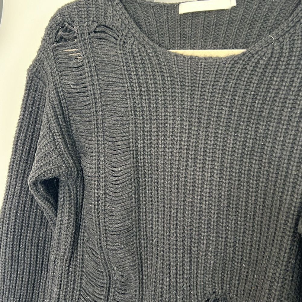 NWT One Grey Day Los Angeles Distressed Cyrus Pullover in Black Size Small - Picture 3 of 8